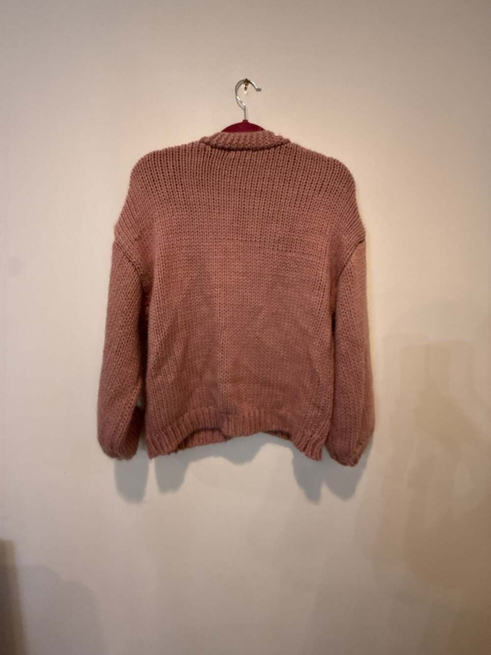 Altar'd State Dusty Rose Pink 3D Daisy Flower Open Front Knit Cardigan Sweater - Picture 4 of 4
